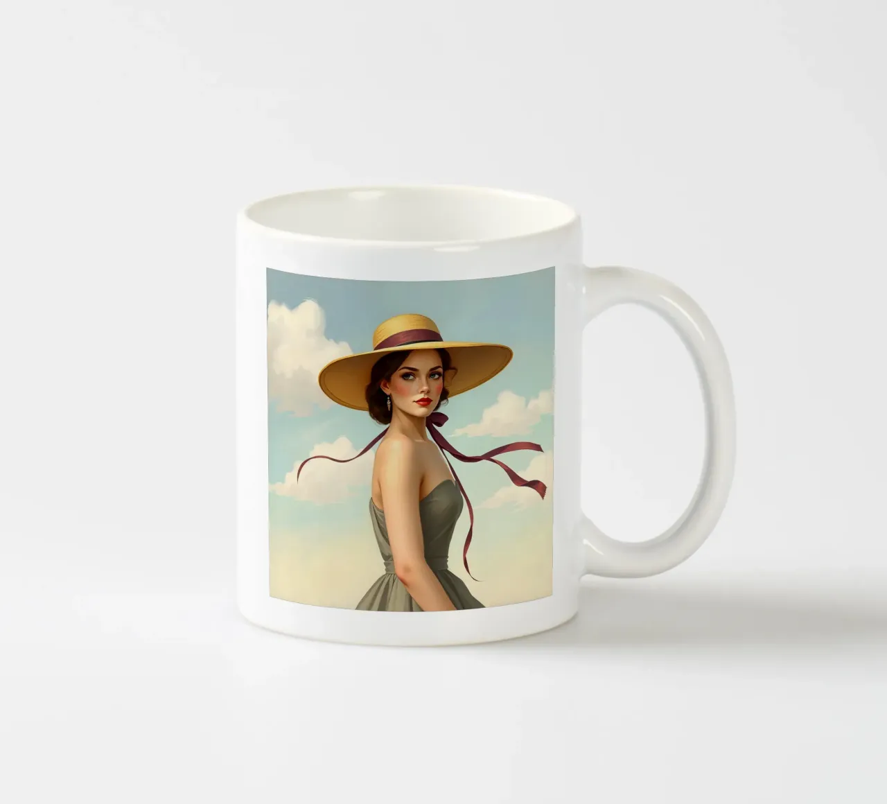 Signora con cappello tazza in ceramica da Anita's Dream