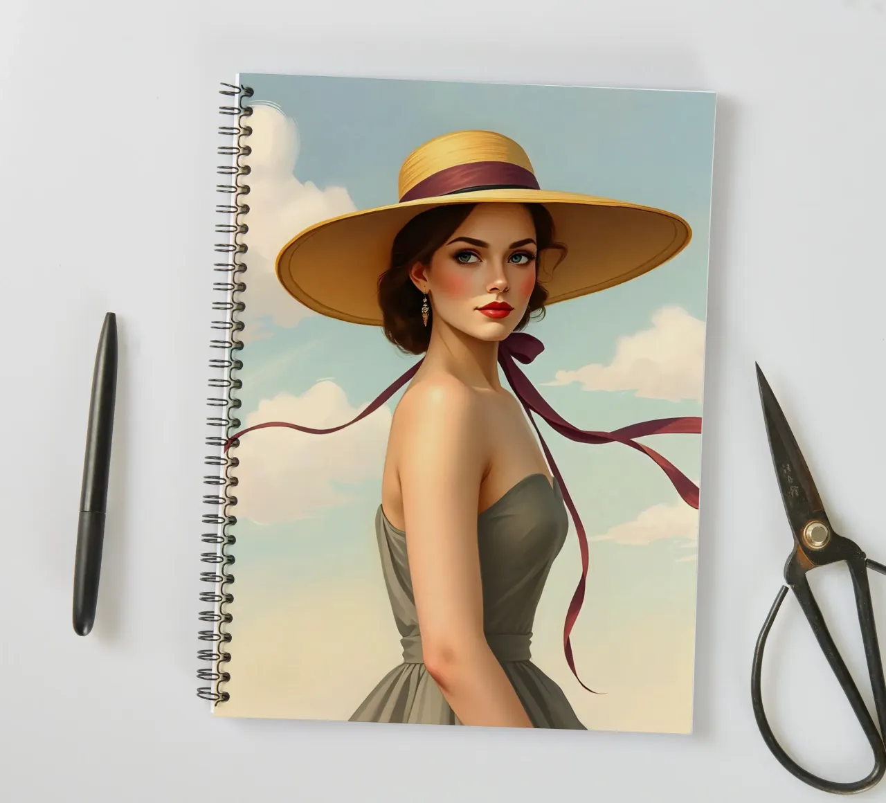 Dame au chapeau carnet à spirale de Anita's Dream