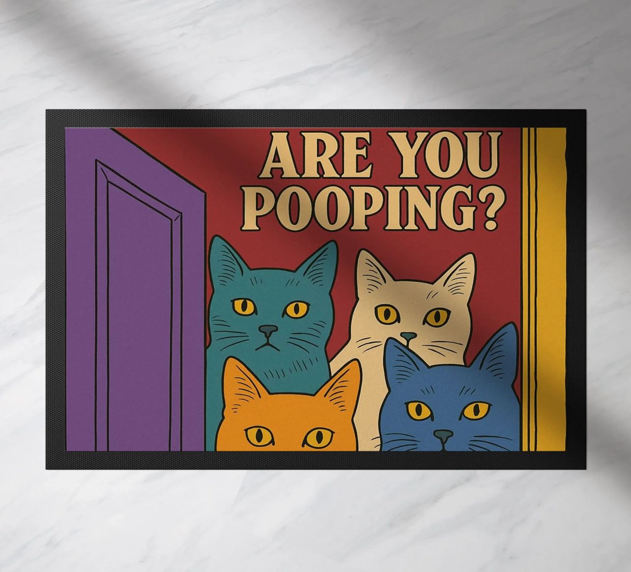 Line Drawing Pinching Nose Funny Bathroom doormat by the gindils