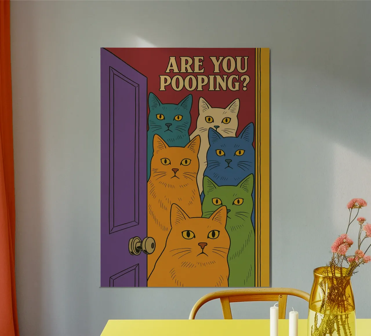 Lijntekening Knijpende Neus Grappig Badkamer poster van the gindils