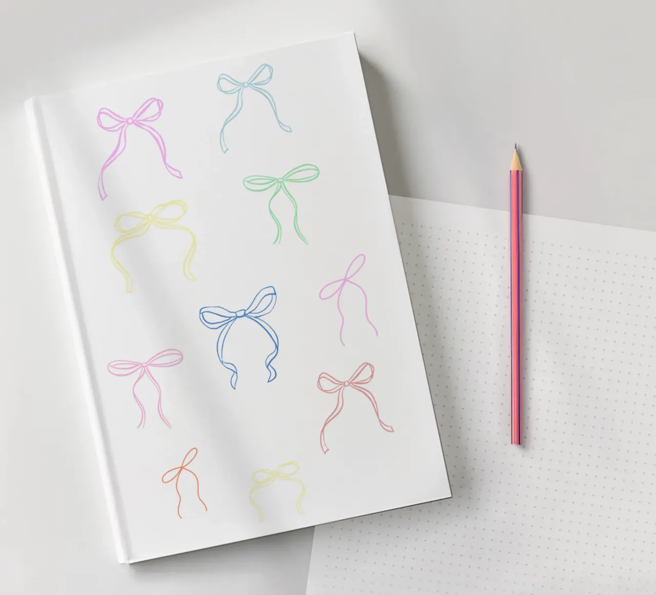 Cute Colourful Bow Print notebook by Coquette Club