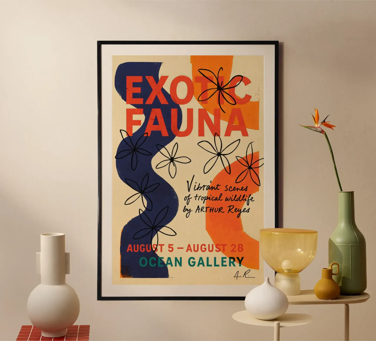 Exotic Fauna Gallery poster con telaio in alluminio da treechild