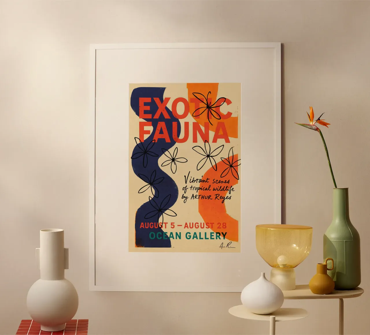 Exotic Fauna Gallery poster con telaio in alluminio da treechild