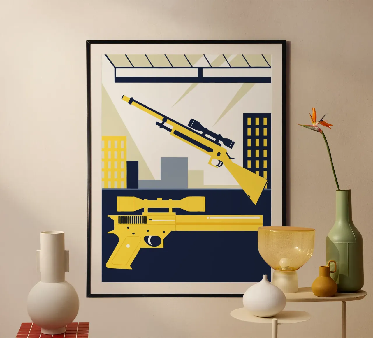 Pistool en sluipschutter poster met aluminium frame van TODAY'S SHOP