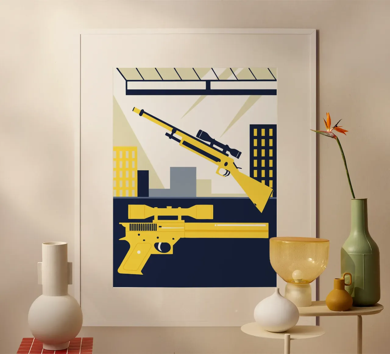Pistool en sluipschutter poster met aluminium frame van TODAY'S SHOP