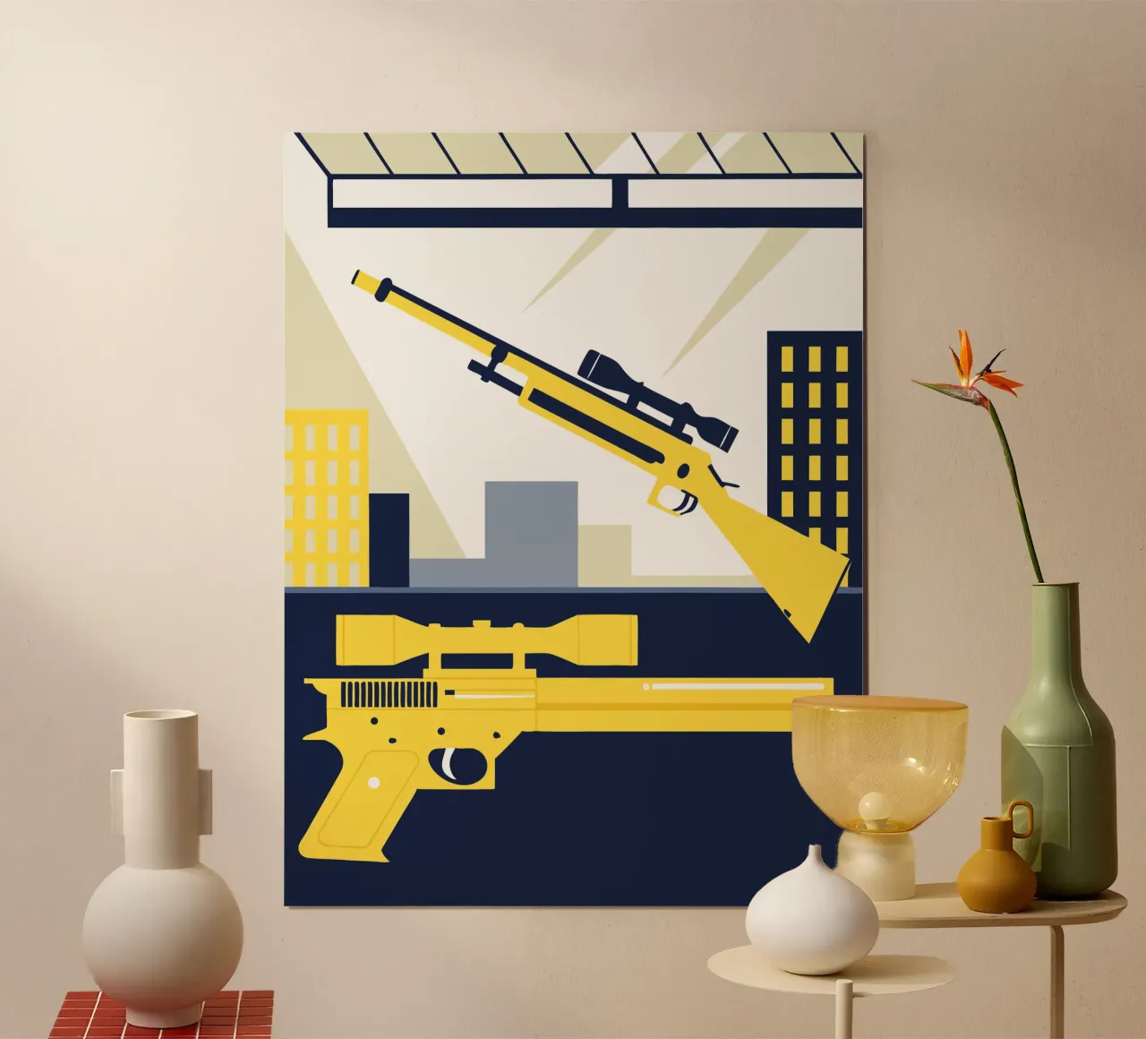 Pistool en sluipschutter poster met aluminium frame van TODAY'S SHOP
