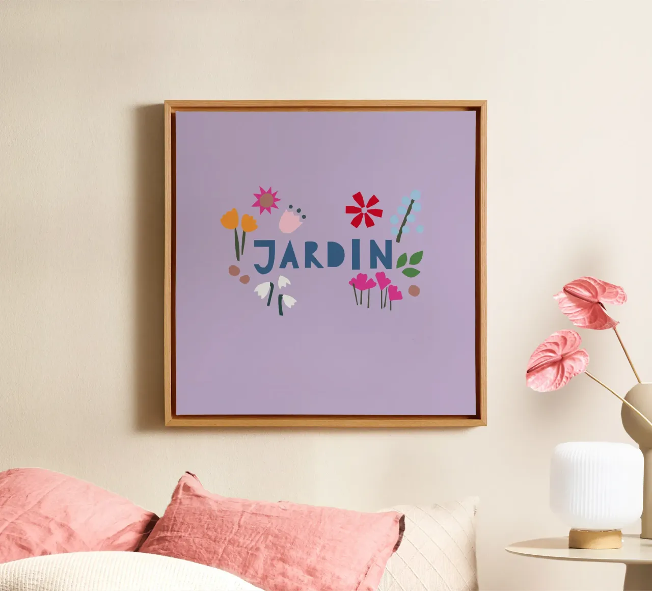 Jardin Papercut flieder tela con Cornice a cassetta da Iris Knabenschuh Design