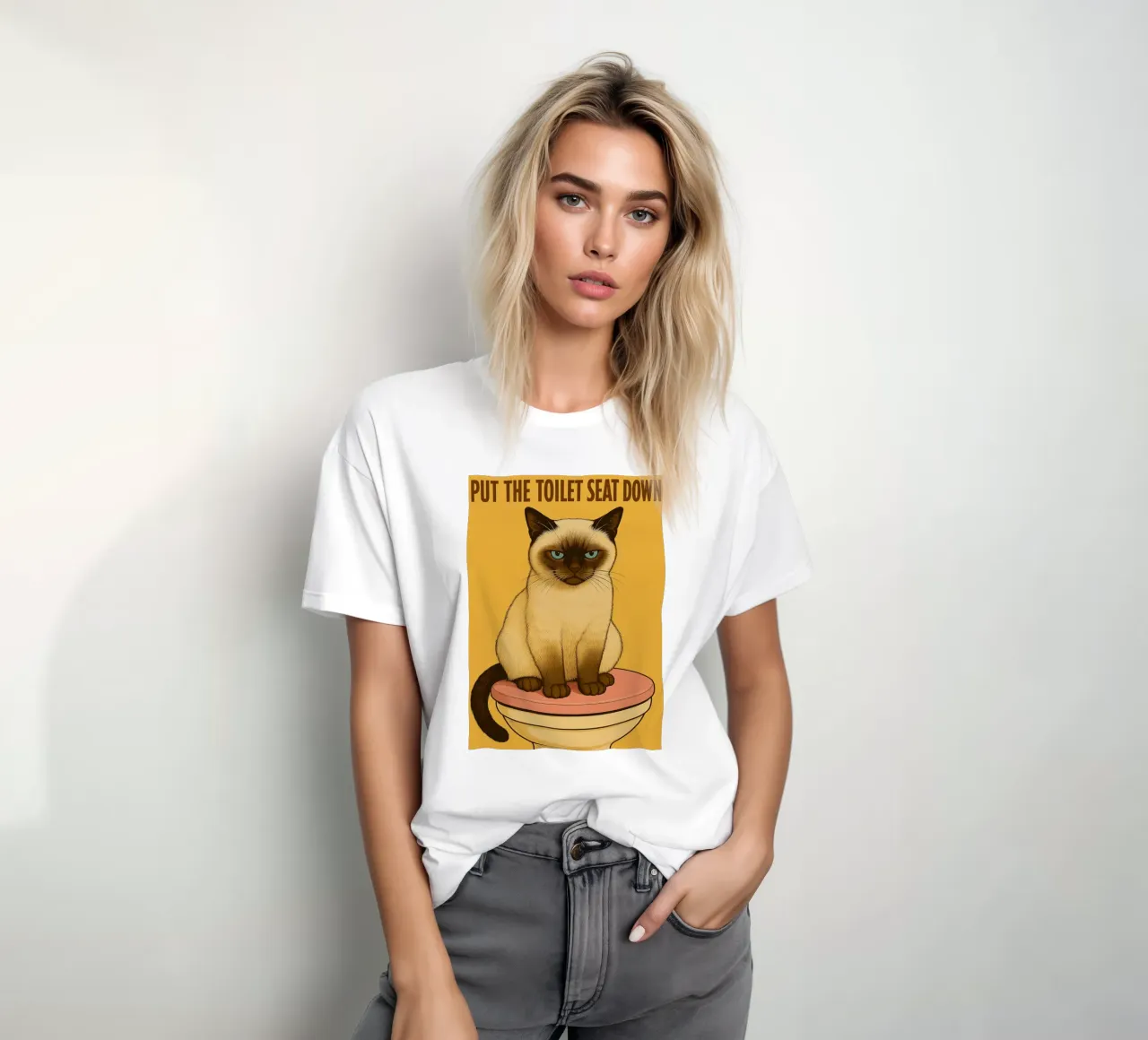 Put the Toilet Seat Down Cat Funny Bathroom t-shirt by the gindils