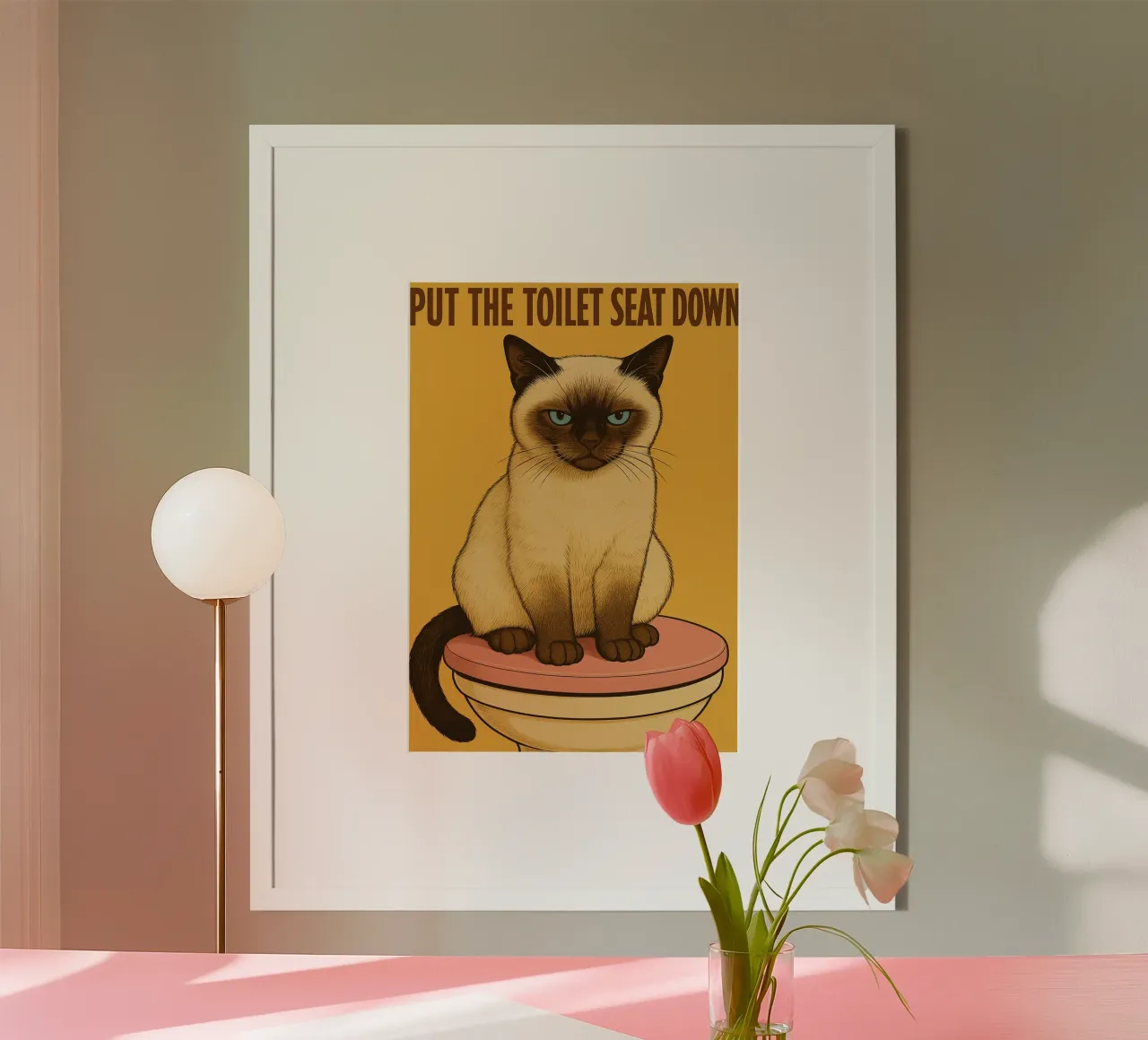 Doe de wc-bril naar beneden Kat Grappige Badkamer hahnemühle van the gindils
