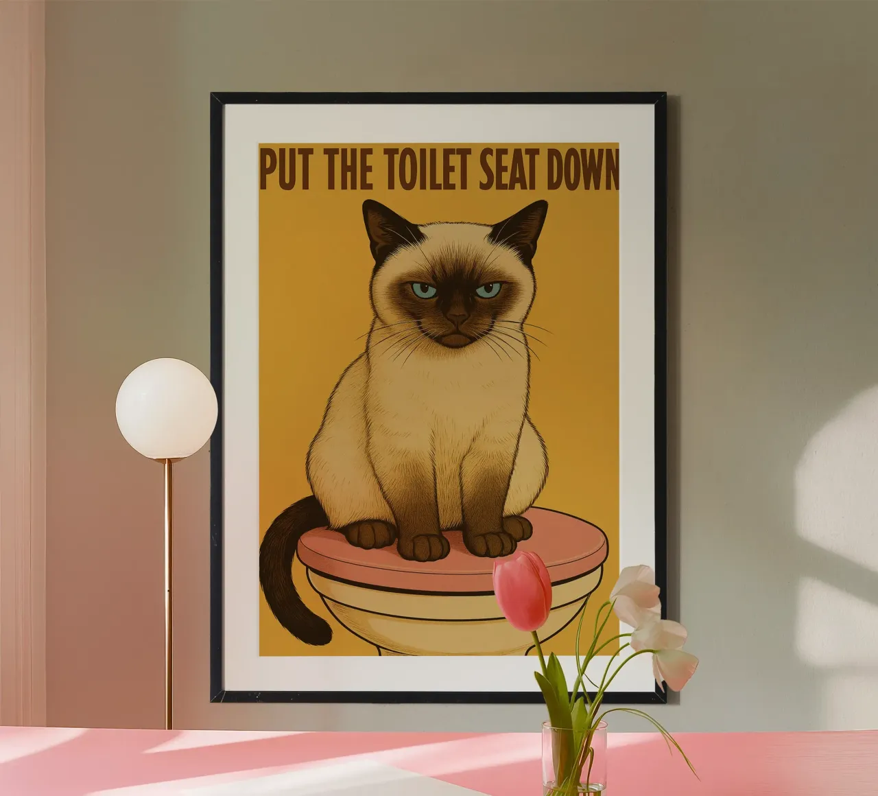 Doe de wc-bril naar beneden Kat Grappige Badkamer hahnemühle van the gindils