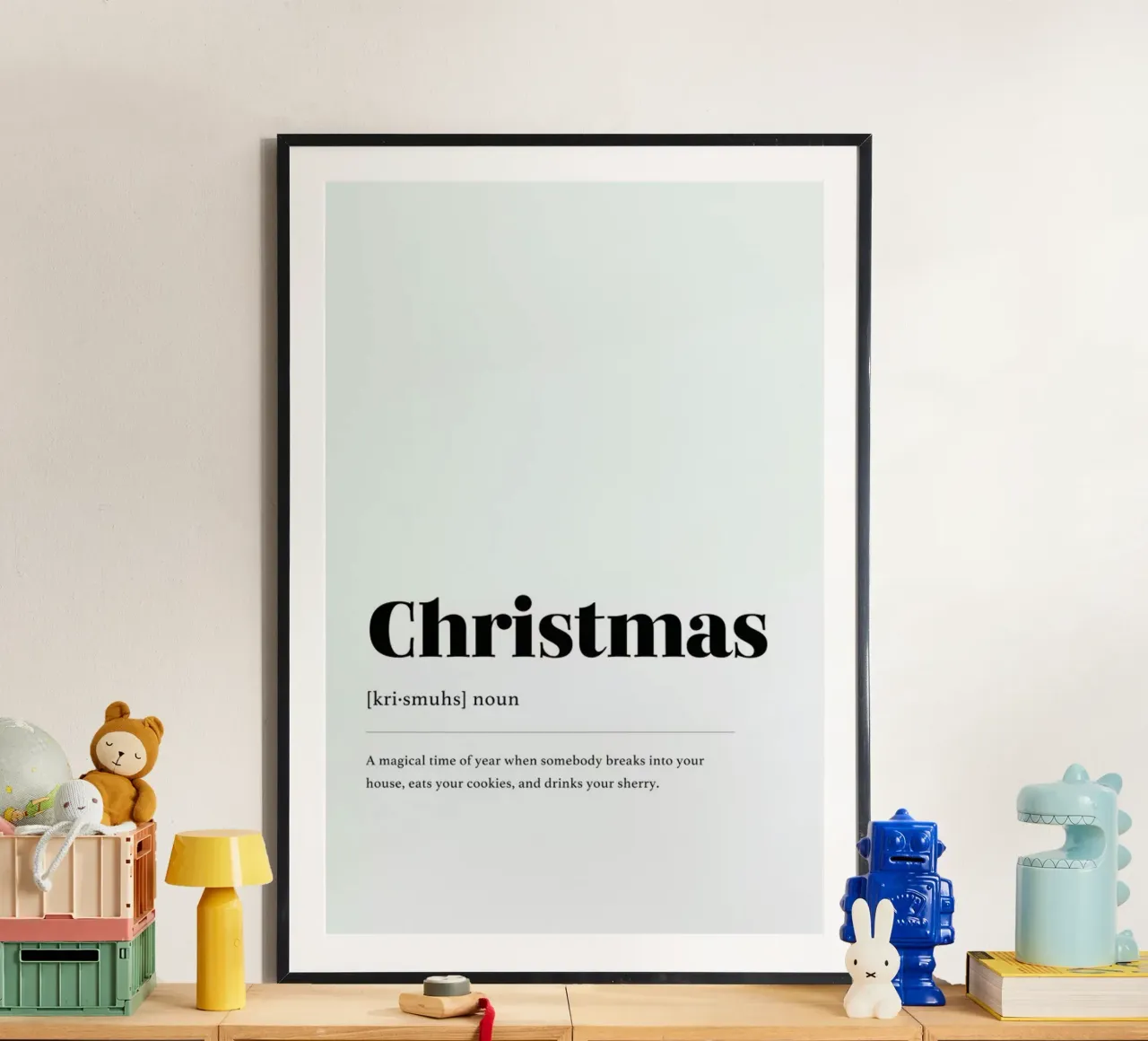 Christmas Cookie Thief poster con telaio in alluminio da daylight design studio