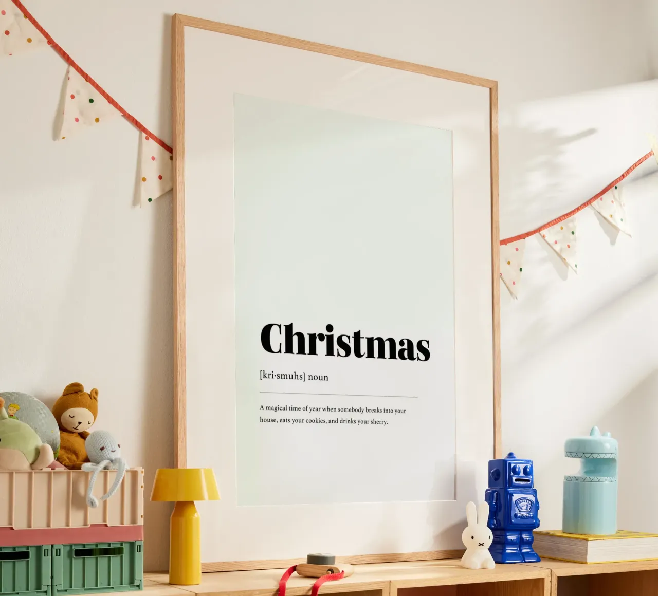 Christmas Cookie Thief poster con telaio in alluminio da daylight design studio