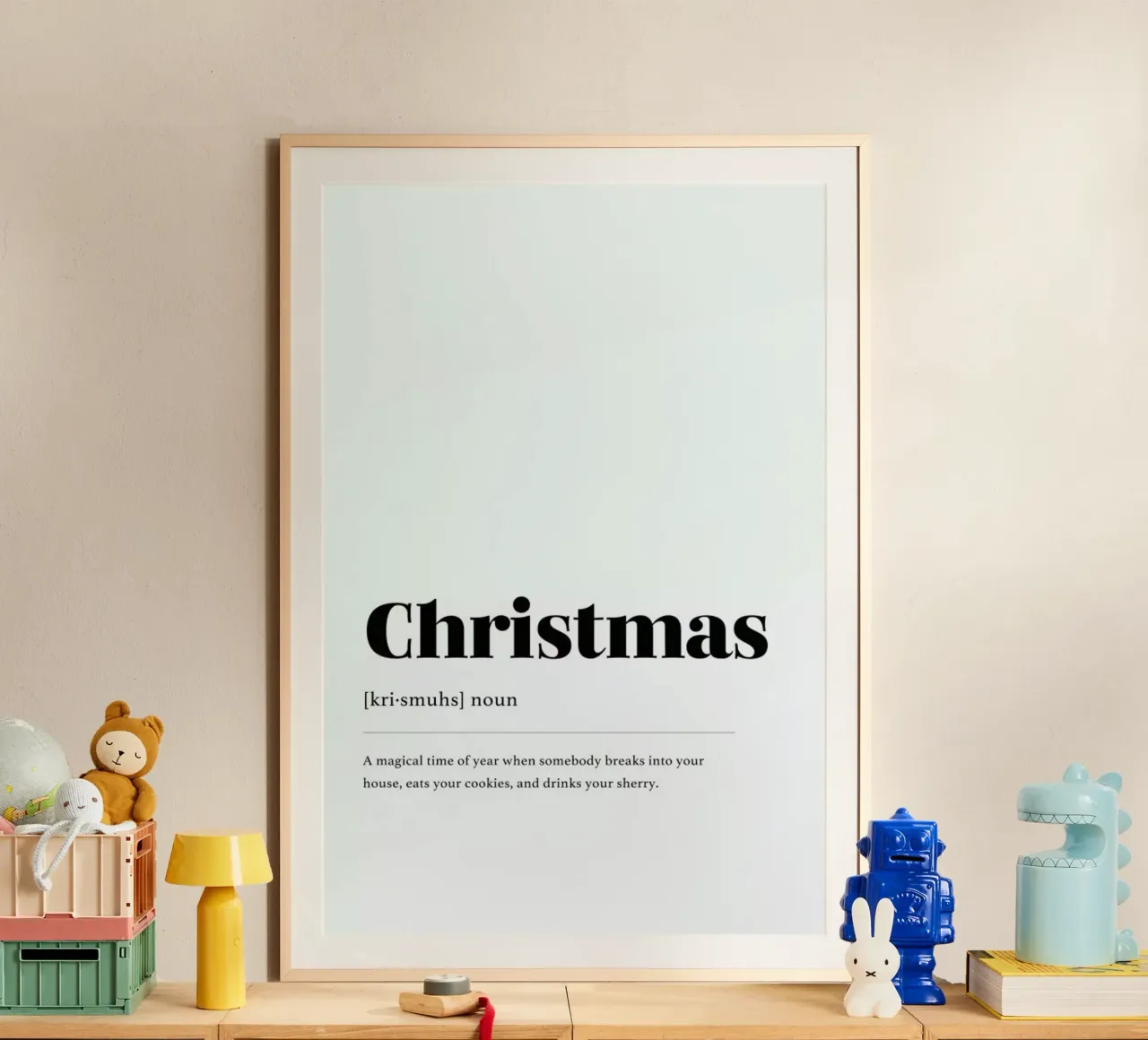 Christmas Cookie Thief poster con telaio in alluminio da daylight design studio
