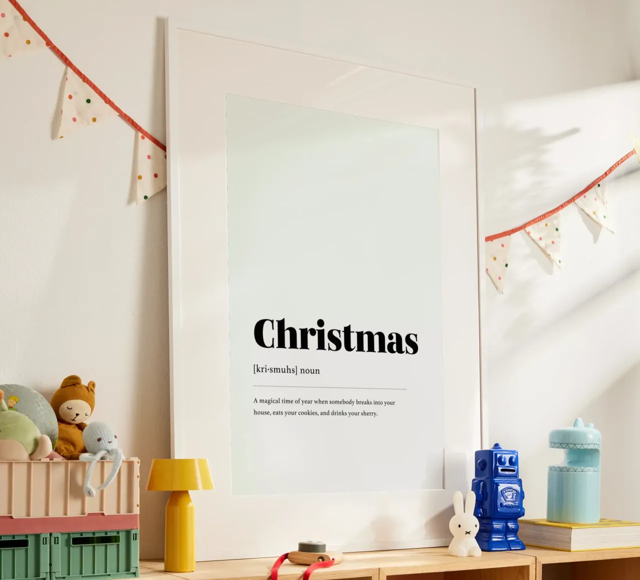 Christmas Cookie Thief poster con telaio in alluminio da daylight design studio