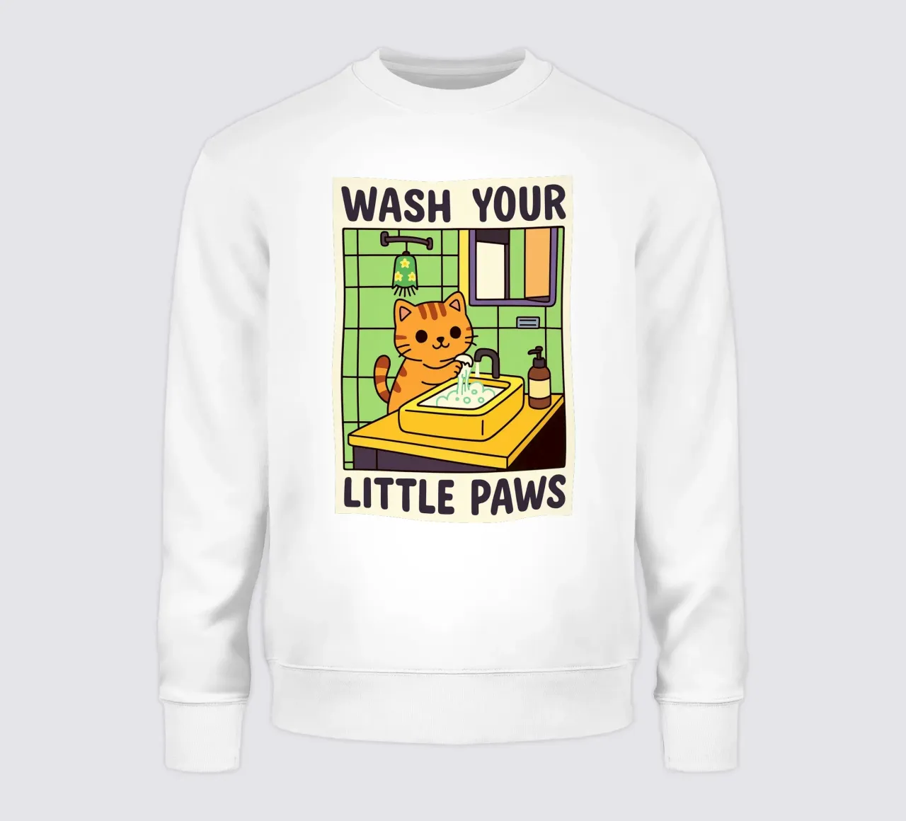 Gatto che si lava le zampe Divertente design per il bagno felpa da the gindils