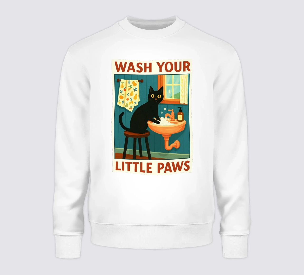 Wash your Paws Black Cat Funny Bathroom Art (Lavez vos pattes, chat noir, art de la salle de bain) sweat de the gindils