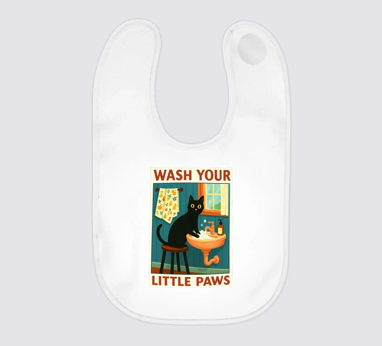 Wash your Paws Black Cat Funny Bathroom Art (Lavez vos pattes, chat noir, art de la salle de bain) bavoir de the gindils