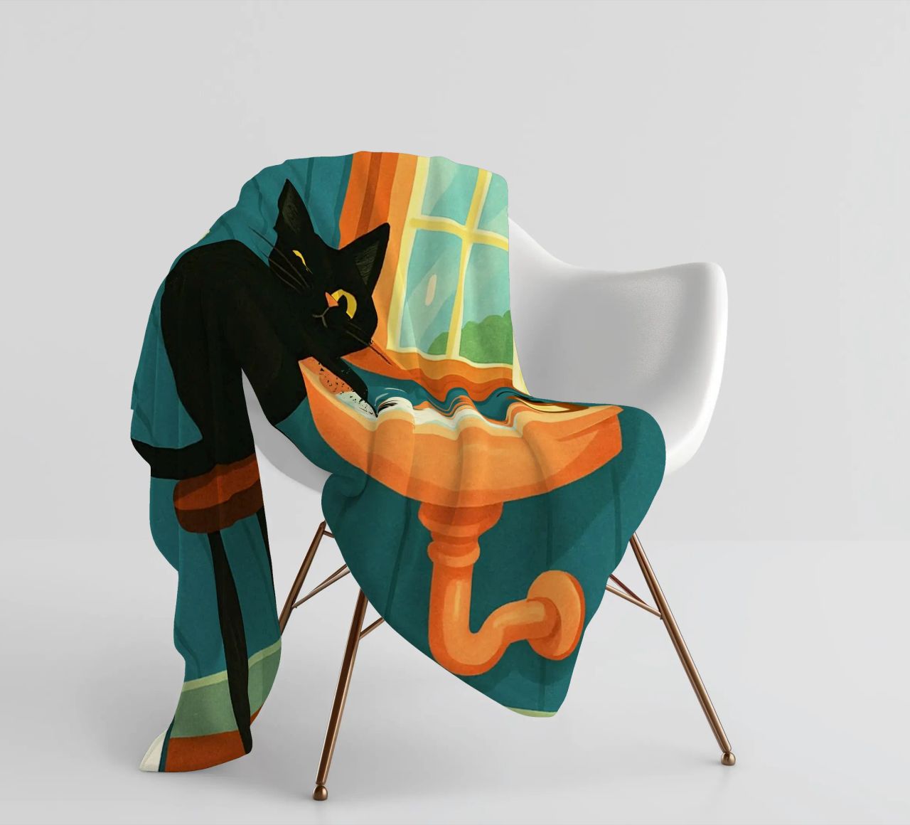 Wash your Paws Black Cat Funny Bathroom Art (Lavez vos pattes, chat noir, art de la salle de bain) plaid polaire de the gindils