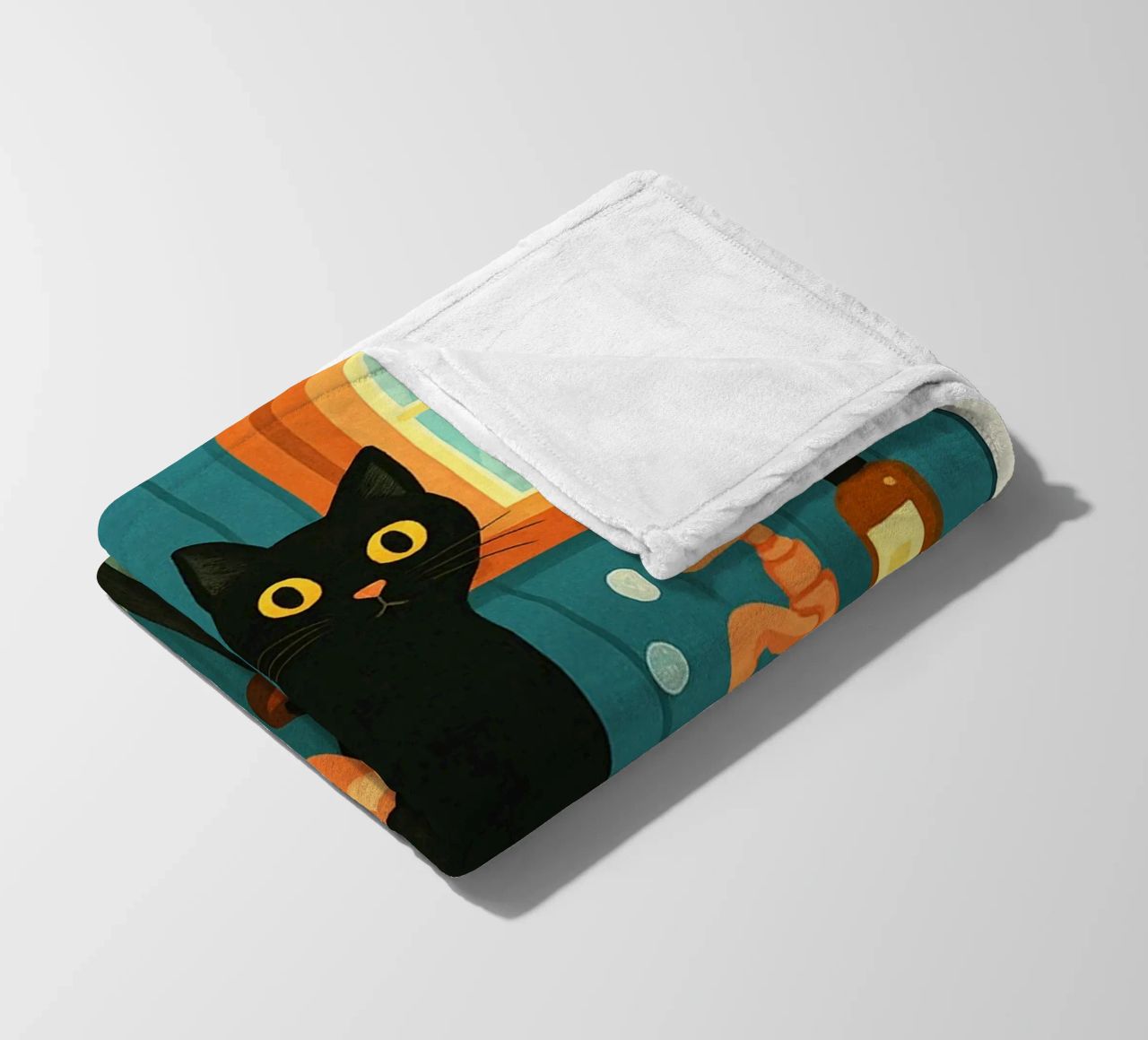 Wash your Paws Black Cat Funny Bathroom Art (Lavez vos pattes, chat noir, art de la salle de bain) plaid polaire de the gindils