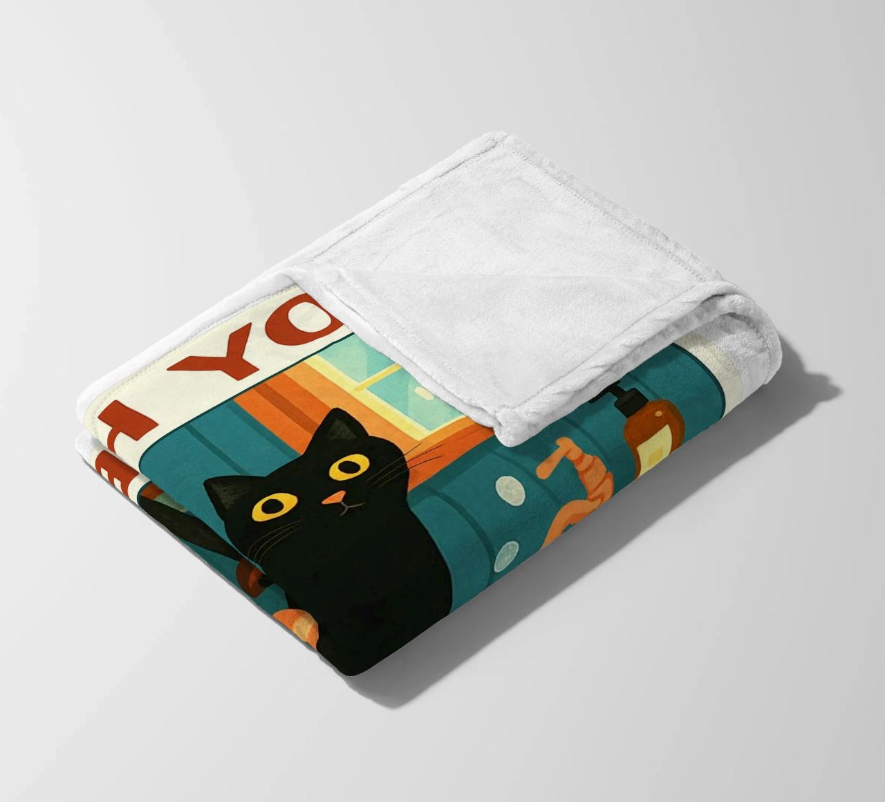 Wash your Paws Black Cat Funny Bathroom Art (Lavez vos pattes, chat noir, art de la salle de bain) plaid polaire de the gindils