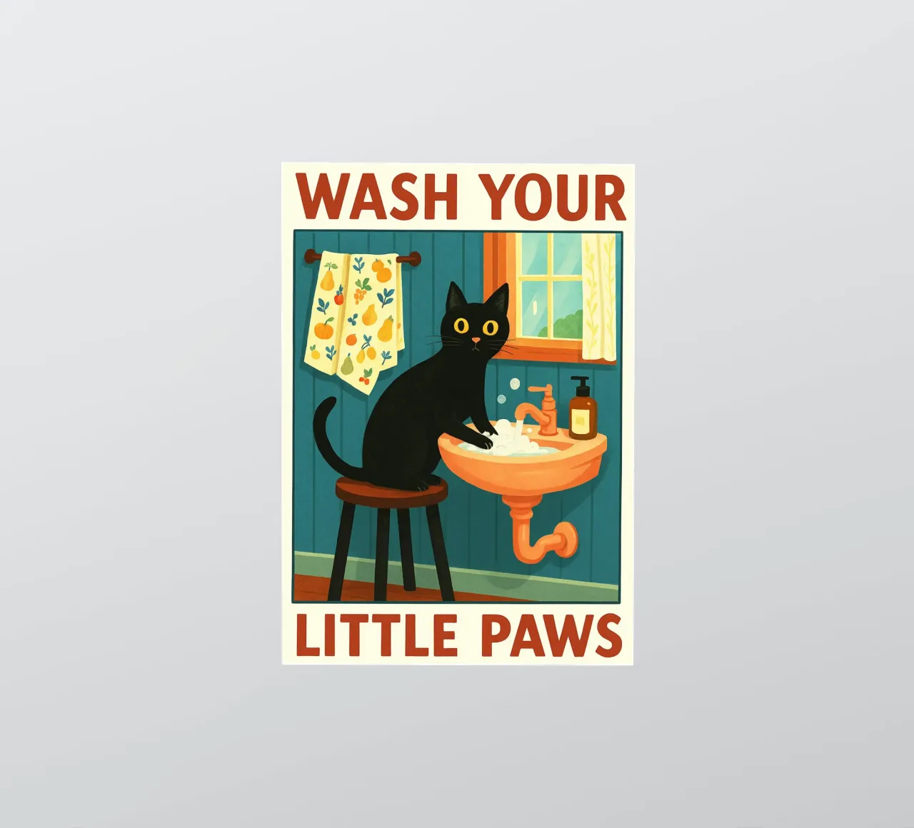 Wash your Paws Black Cat Funny Bathroom Art sticker by the gindils