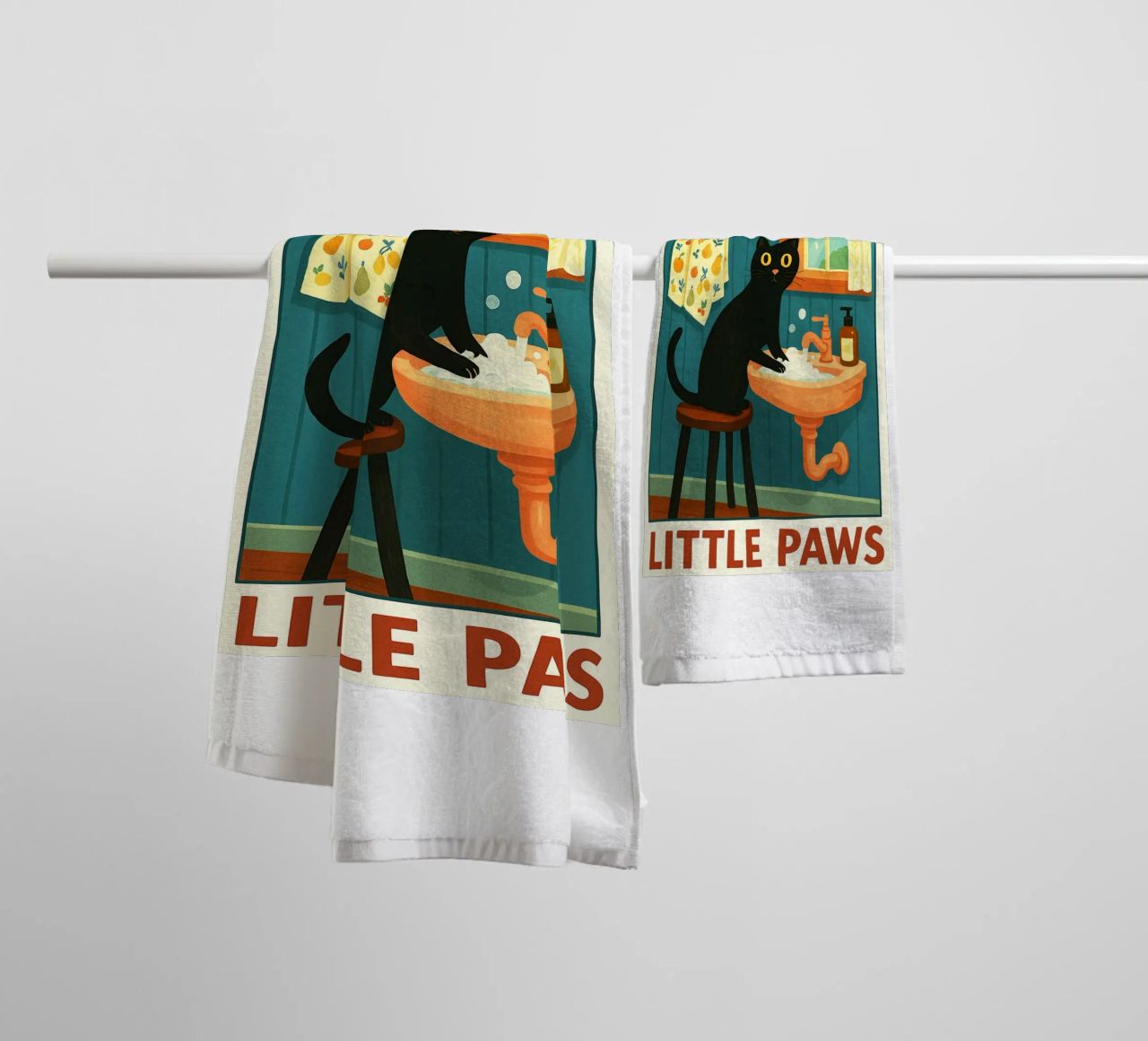 Wash your Paws Black Cat Funny Bathroom Art (Lavez vos pattes, chat noir, art de la salle de bain) serviette de bain de the gindils