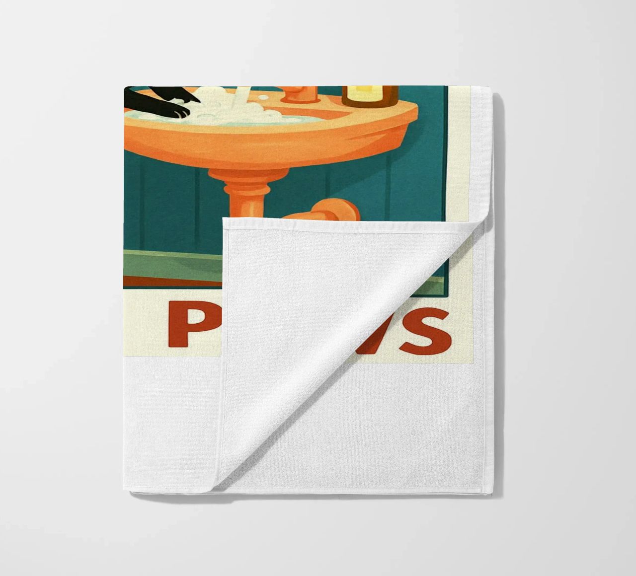 Wash your Paws Black Cat Funny Bathroom Art (Lavez vos pattes, chat noir, art de la salle de bain) serviette de plage de the gindils
