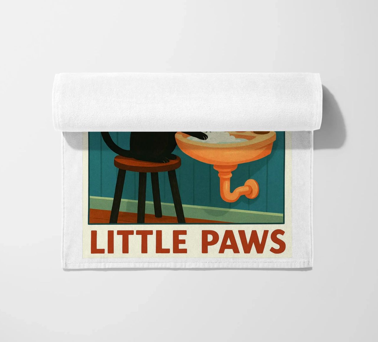 Wash your Paws Black Cat Funny Bathroom Art (Lavez vos pattes, chat noir, art de la salle de bain) serviette de plage de the gindils