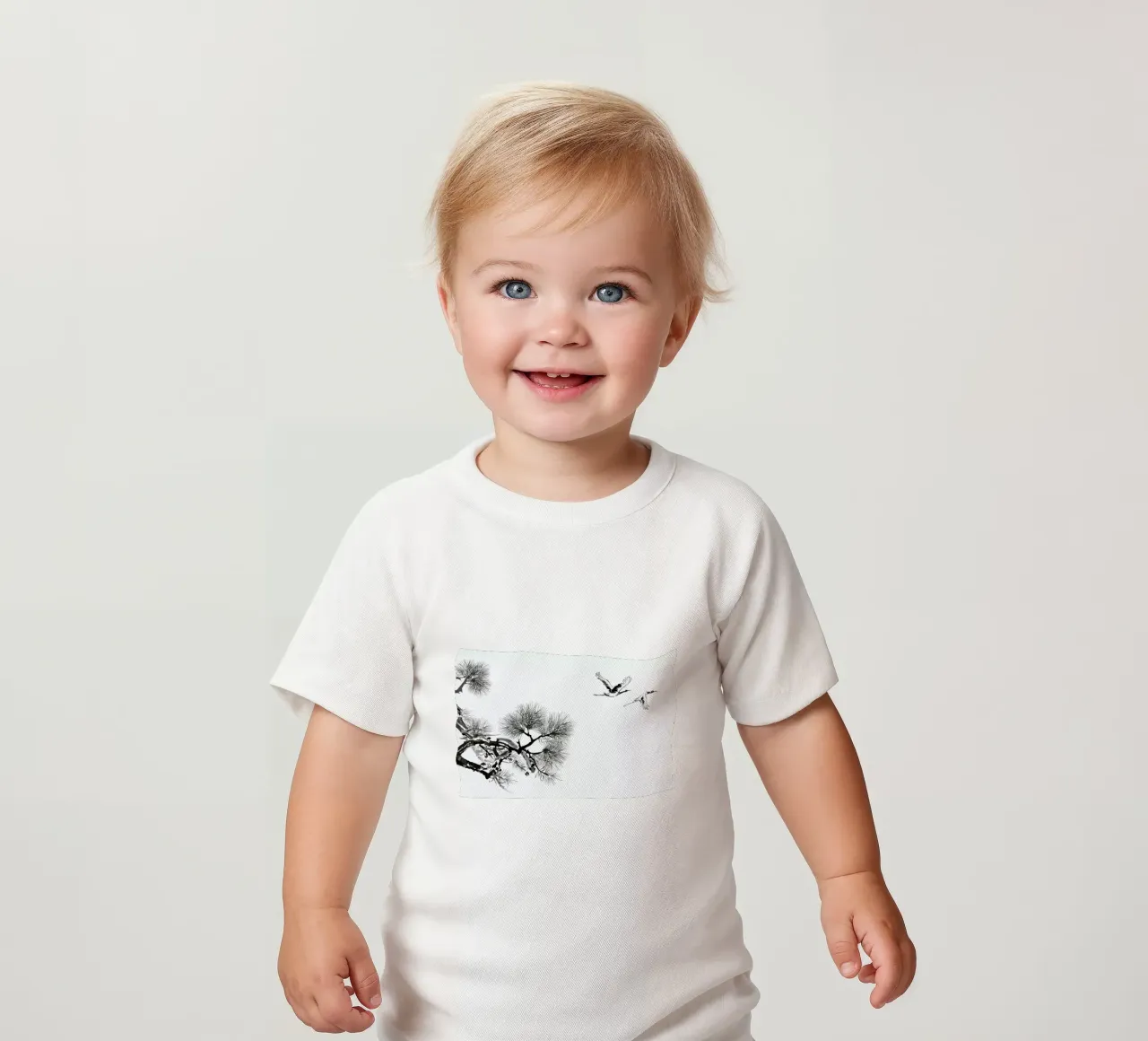 Japanese Cranes II baby t-shirt by Flora & Fauna
