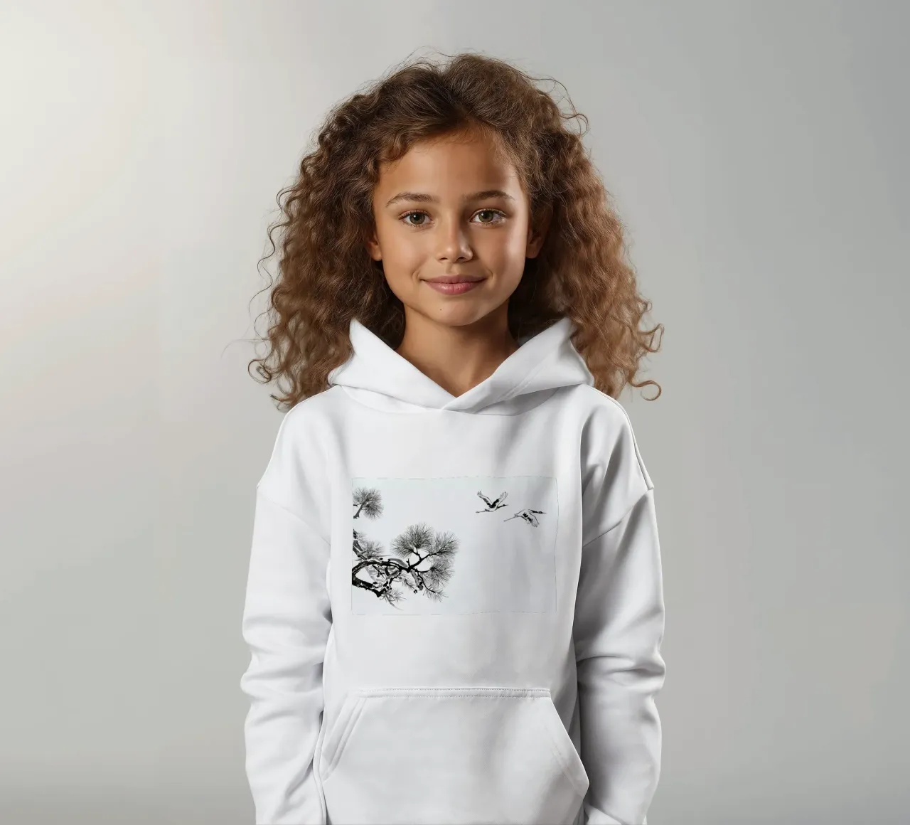 Japanese Cranes II kids hoodie by Flora & Fauna