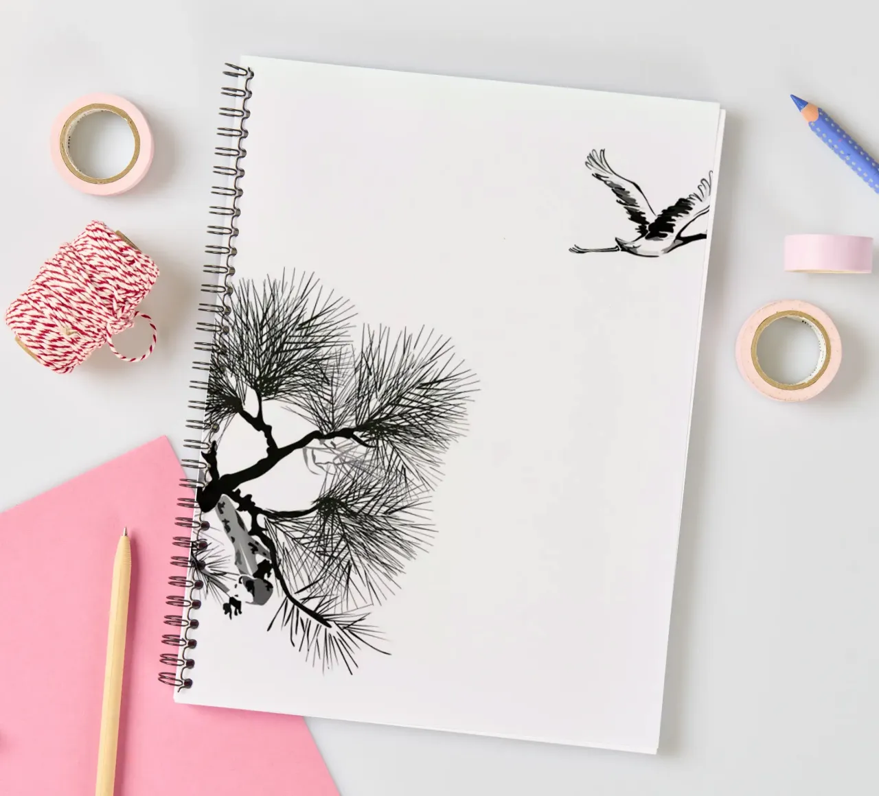 Japanese Cranes II spiral notebook by Flora & Fauna