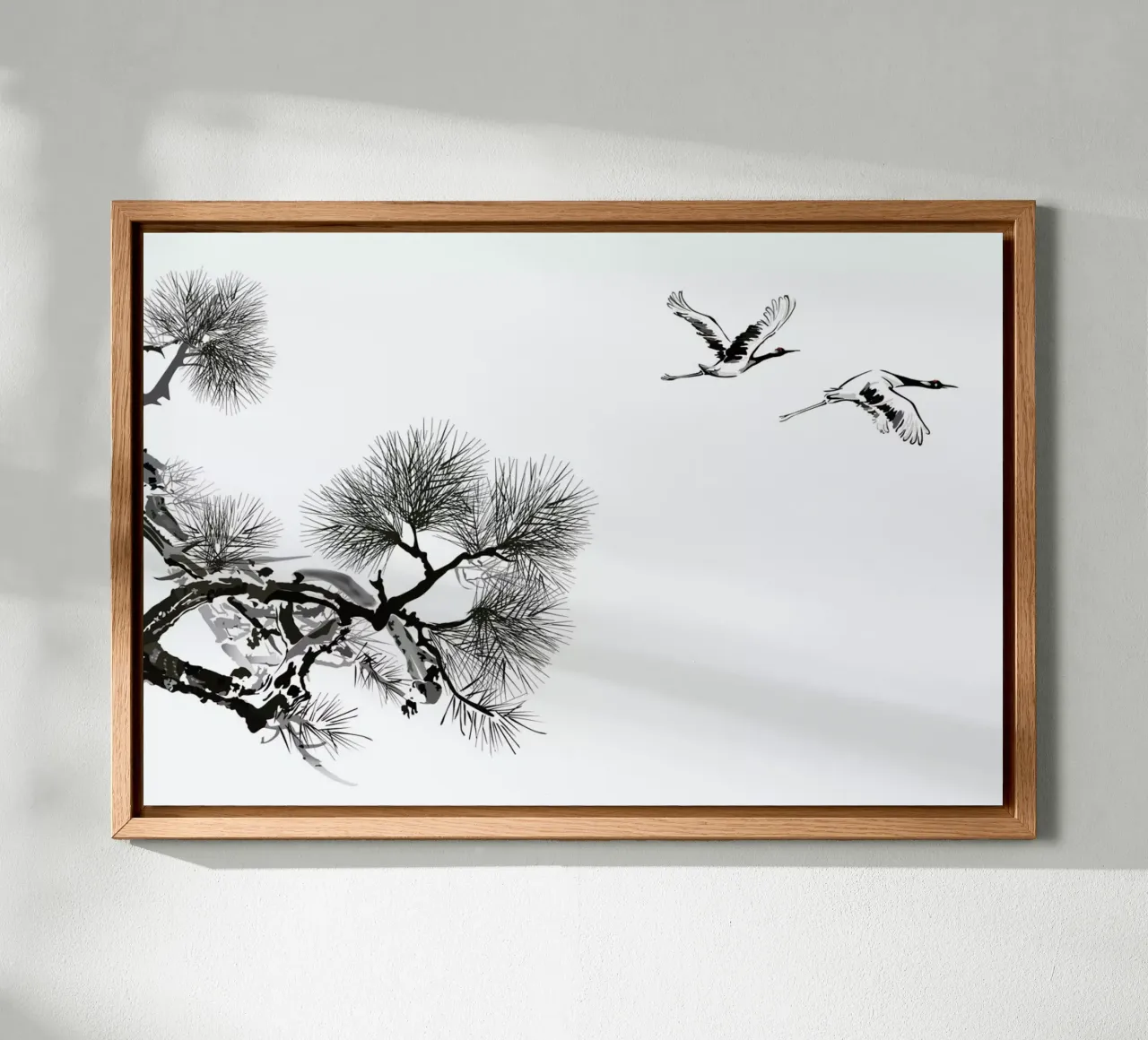 Japanese Cranes II tela con Cornice a cassetta da Flora & Fauna