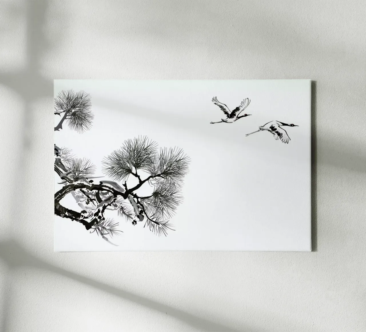 Japanese Cranes II tela con Cornice a cassetta da Flora & Fauna
