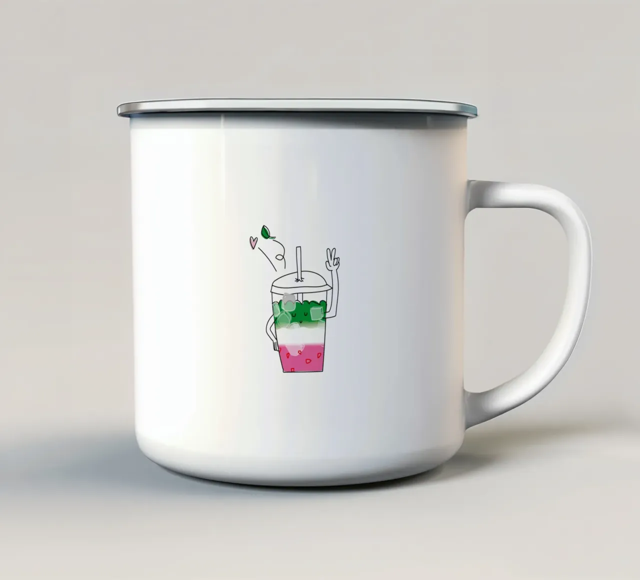 Strawberry Matcha - Illustration tazza in smalto da Brushmeetspaper