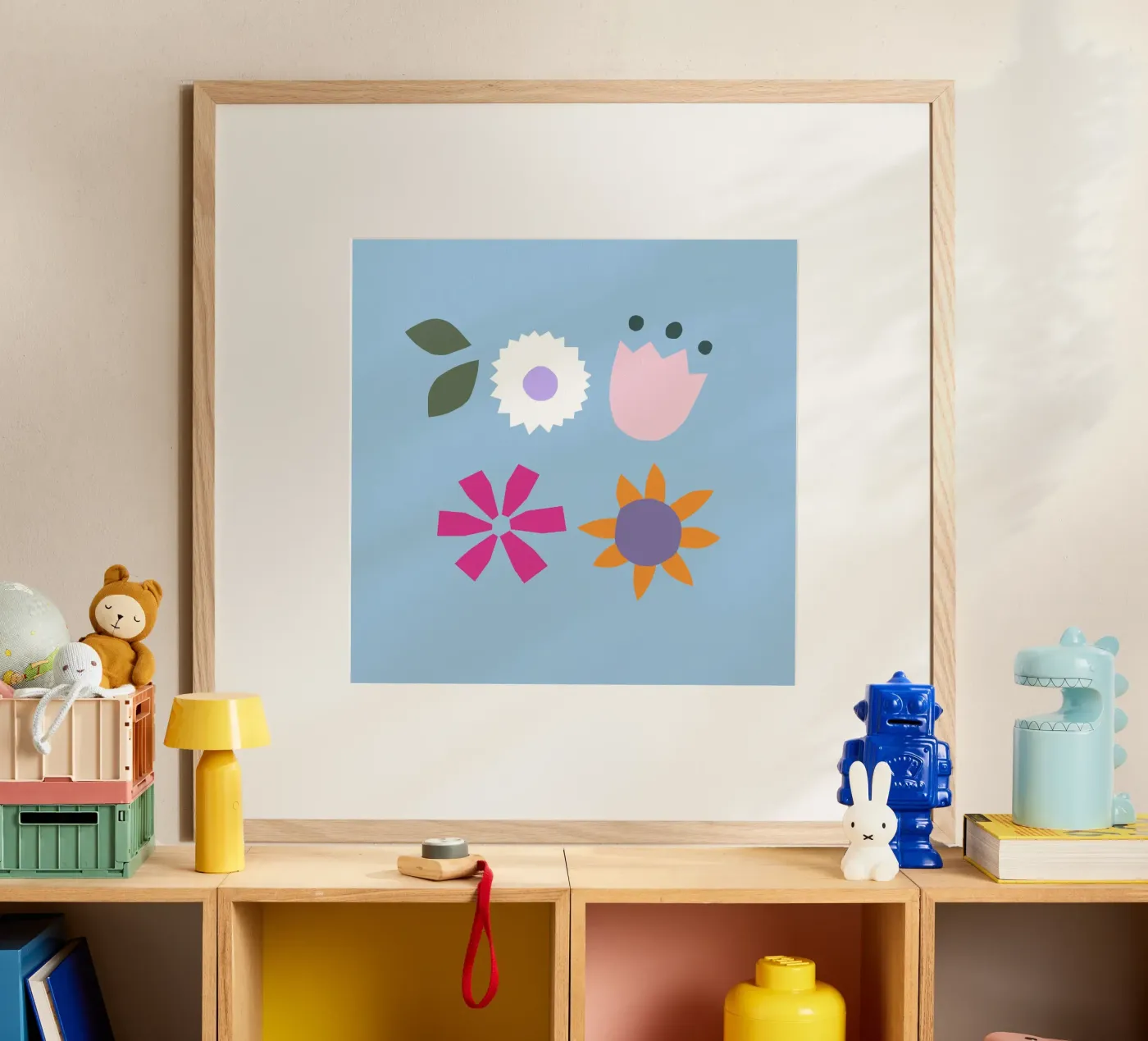 Papercut Blumen hellblau poster da Iris Knabenschuh Design