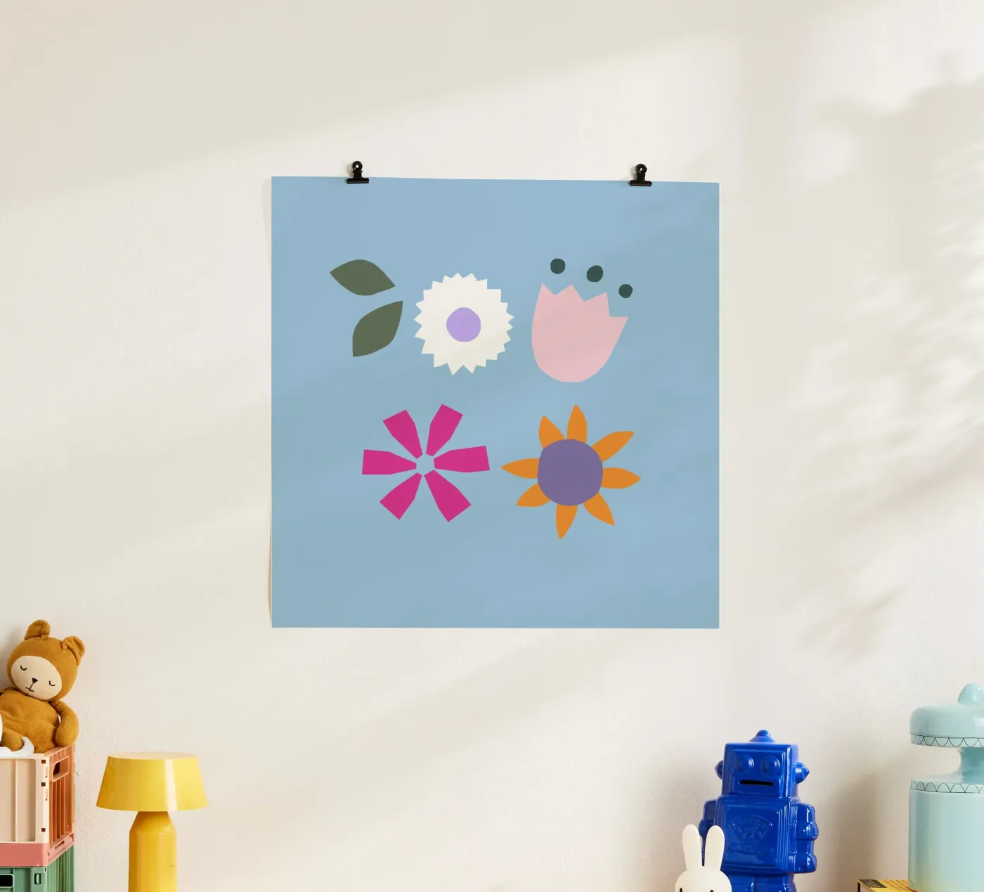 Papercut Blumen hellblau poster da Iris Knabenschuh Design