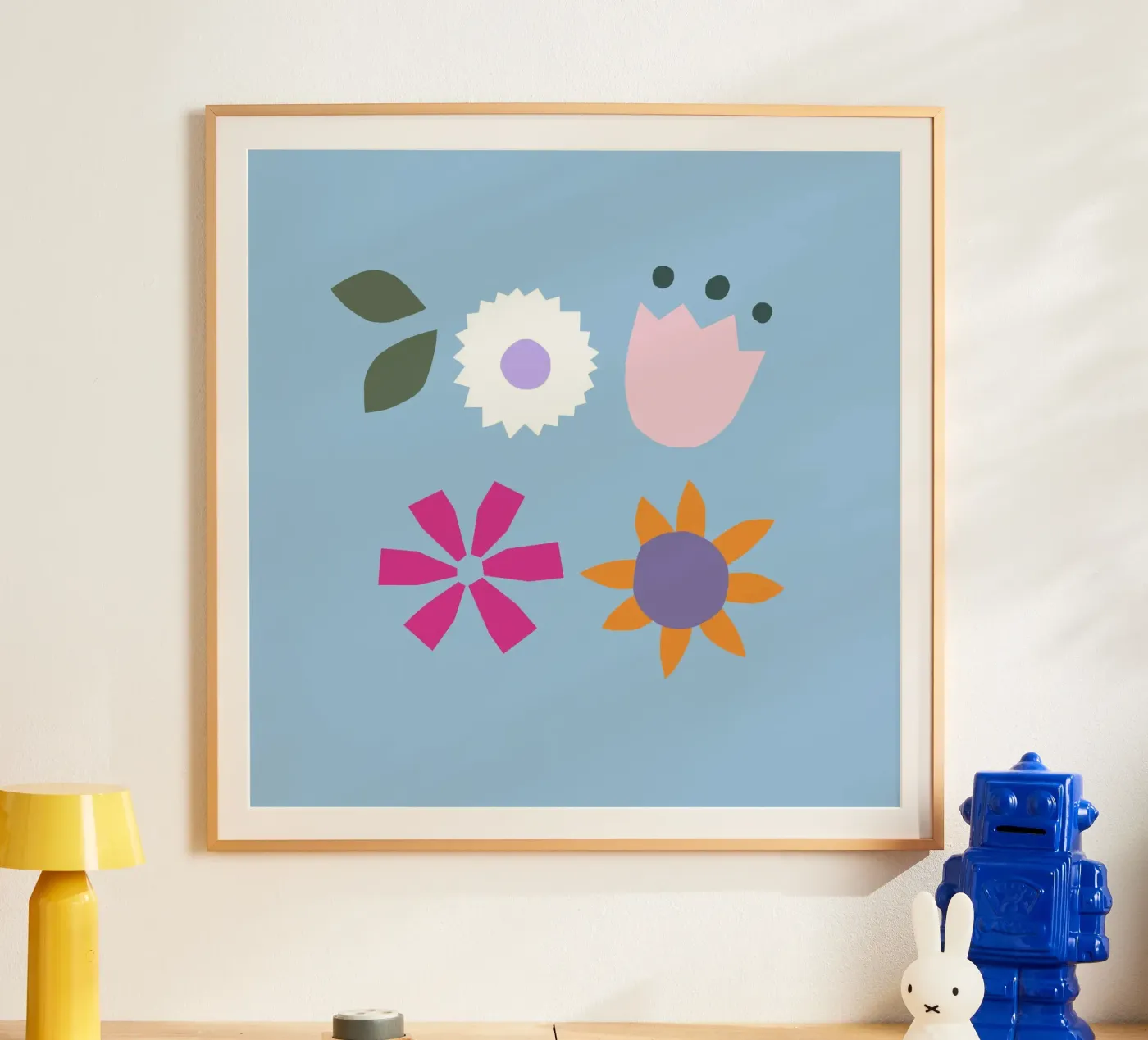 Papercut Blumen hellblau poster da Iris Knabenschuh Design
