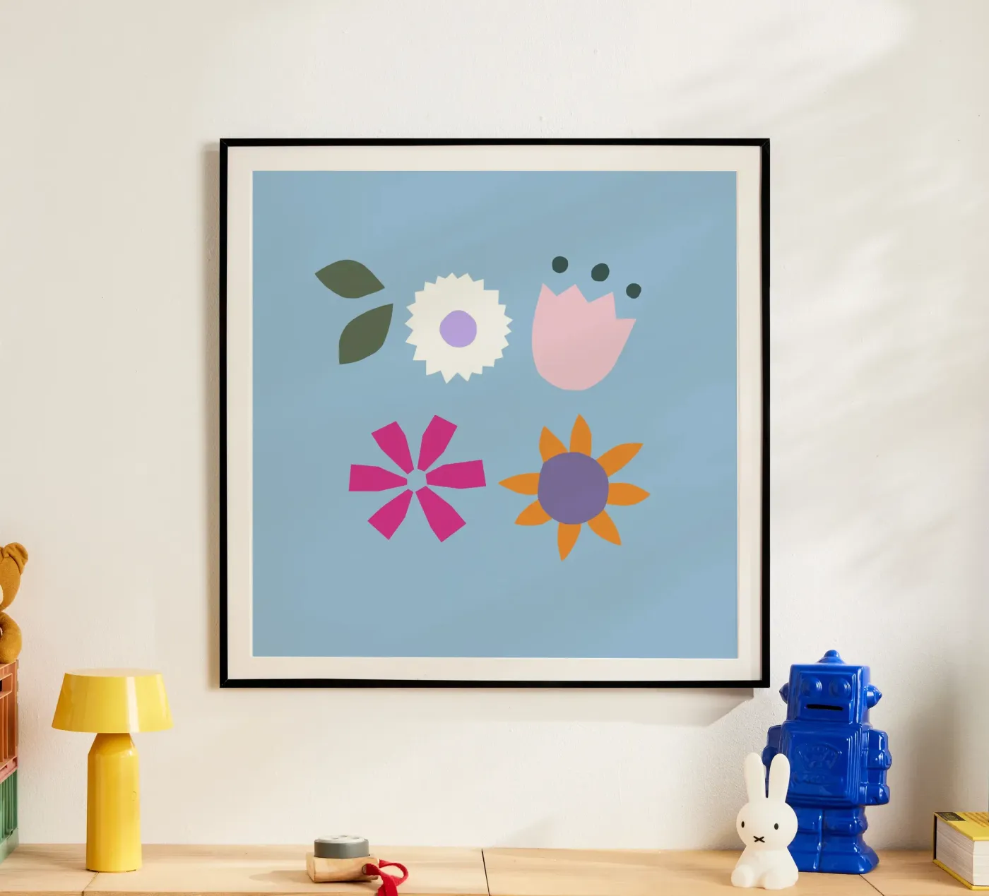Papercut Blumen hellblau poster da Iris Knabenschuh Design