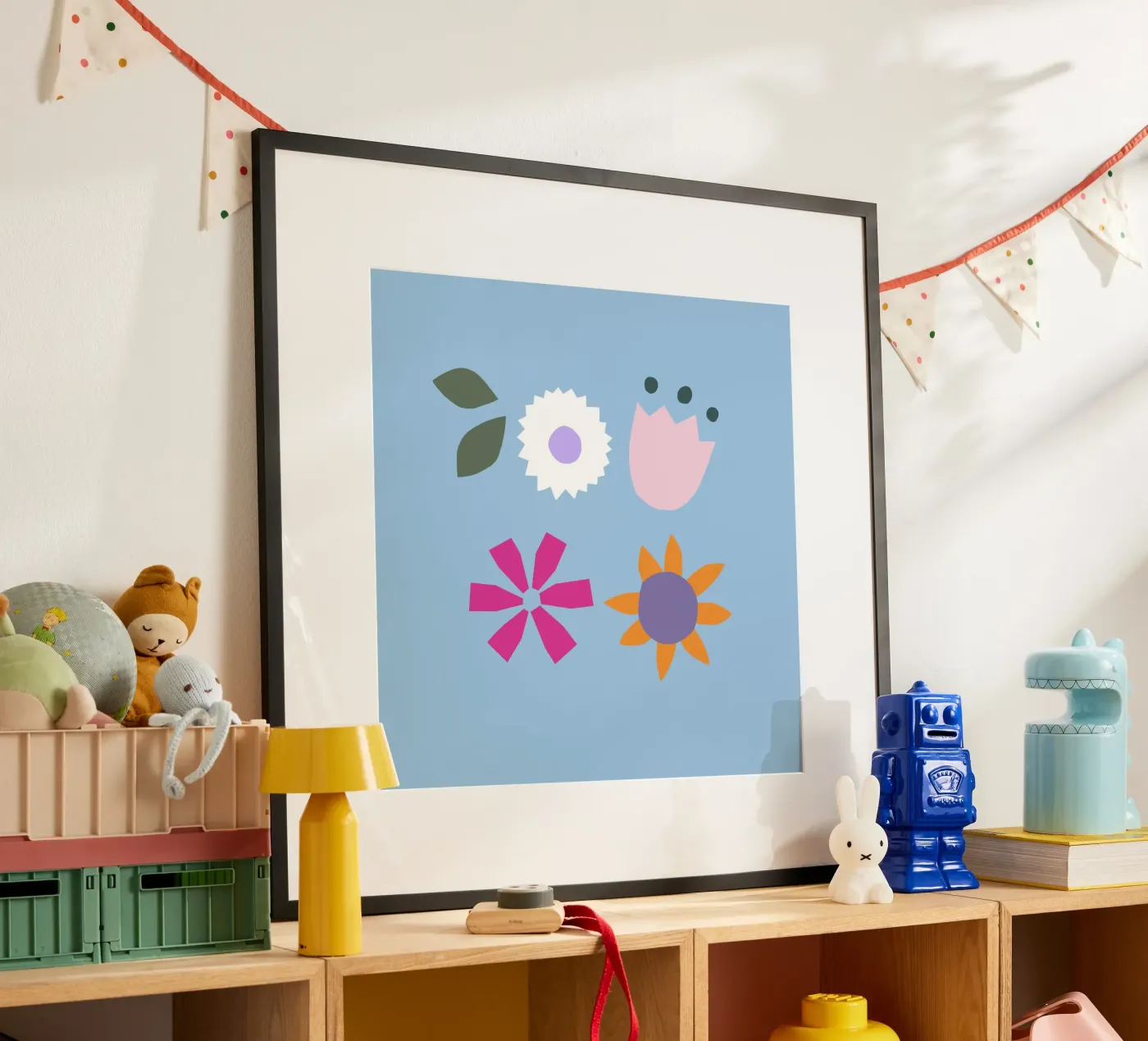 Papercut Blumen hellblau poster da Iris Knabenschuh Design