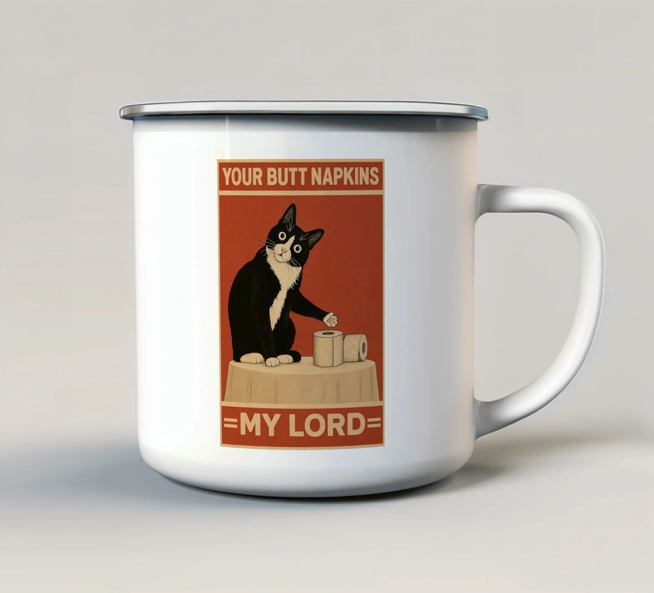 Vos serviettes de table Mon chat mug en émail de the gindils