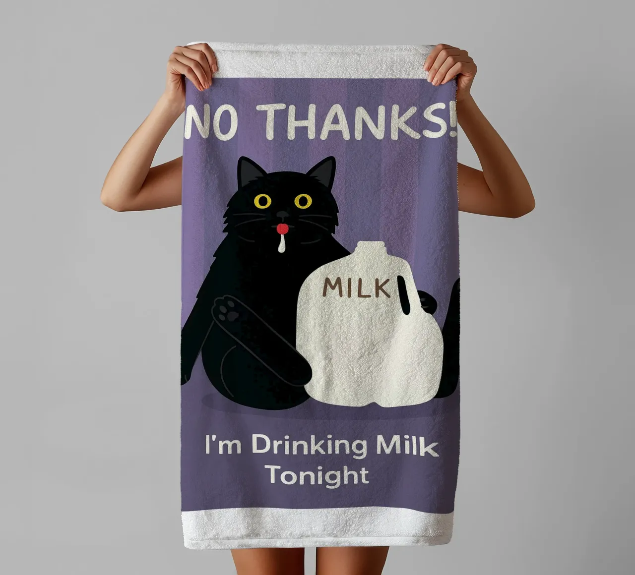 Gatto che beve latte asciugamano da bagno da the gindils