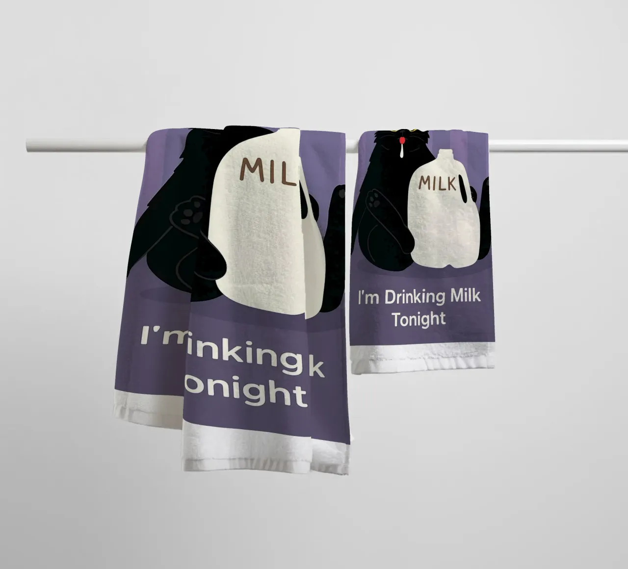 Gatto che beve latte asciugamano da bagno da the gindils