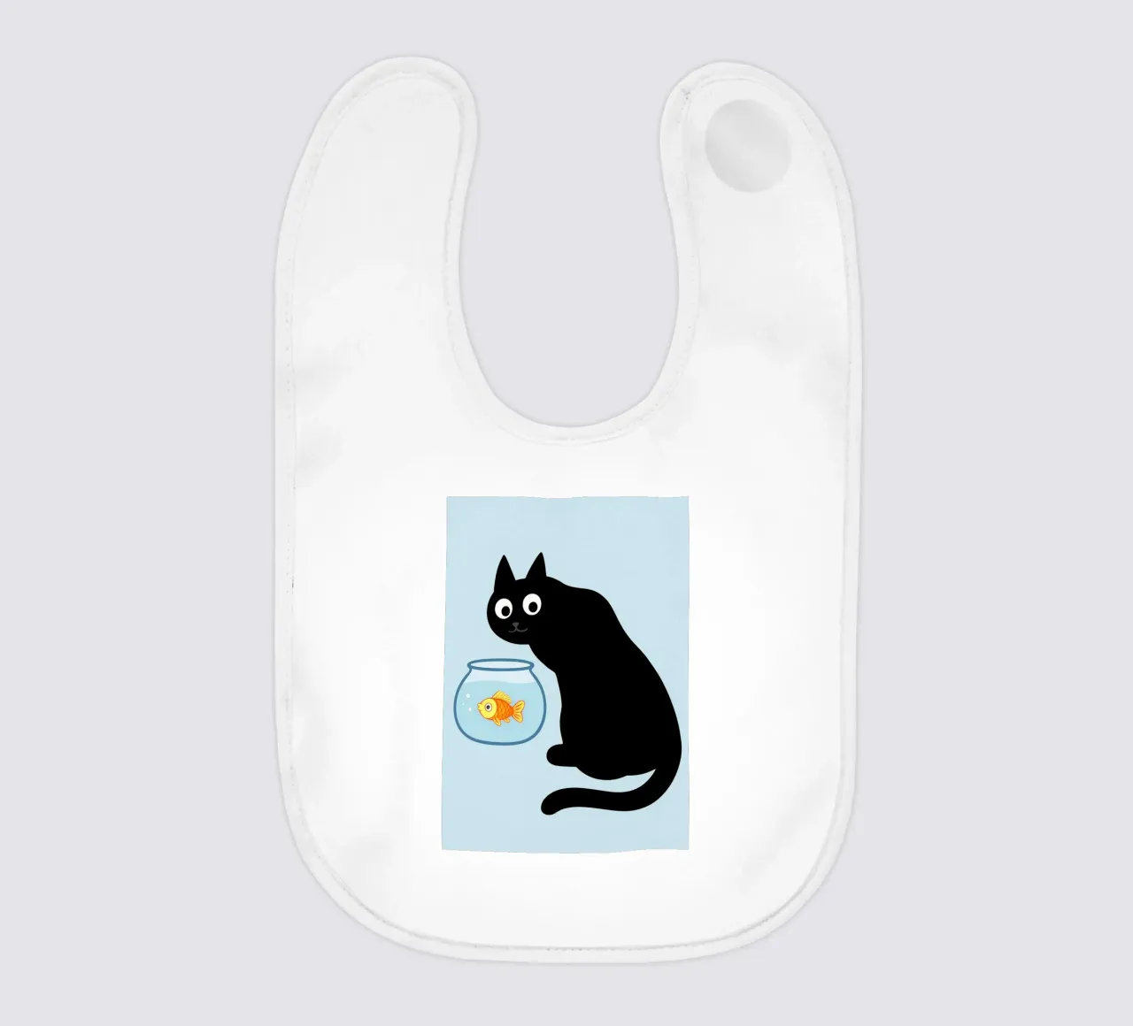 Cat Looking Into a Gold Fish Bowl baby bib by the gindils