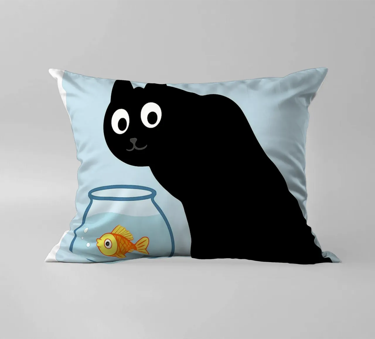 Chat regardant dans un bocal à poisson en or coussin de the gindils