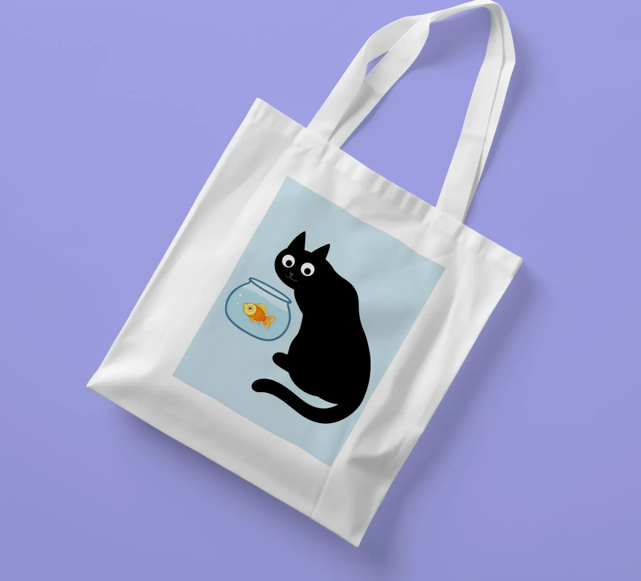 Katze schaut in ein goldenes Fischglas Jutebeutel von the gindils