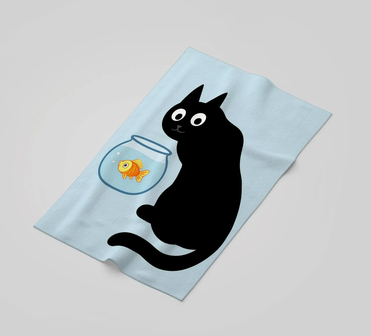 Chat regardant dans un bocal à poisson en or serviette de plage de the gindils