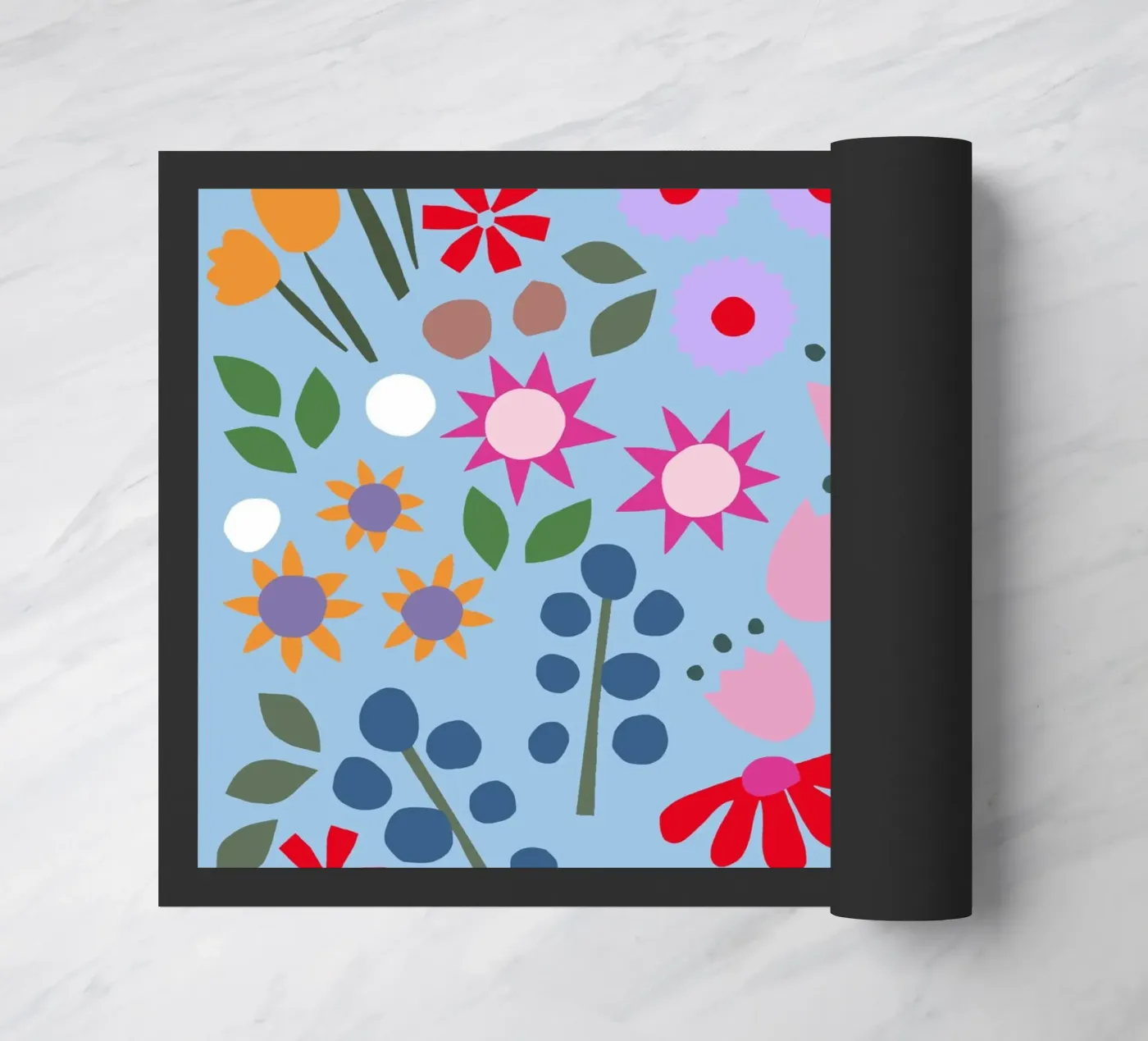 Millefleur Muster hellblau zerbino da Iris Knabenschuh Design