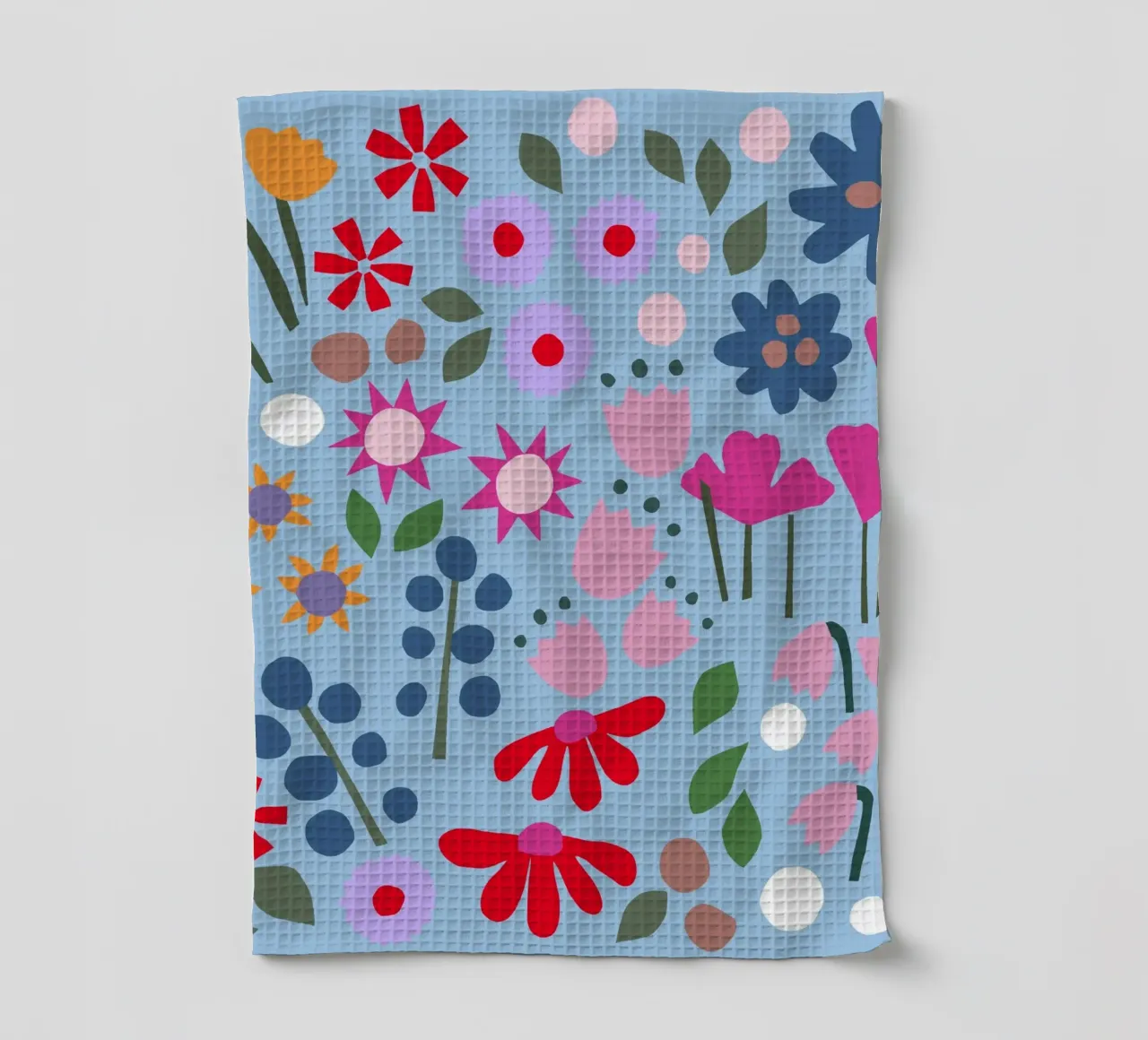 Millefleur Muster hellblau tea towel by Iris Knabenschuh Design