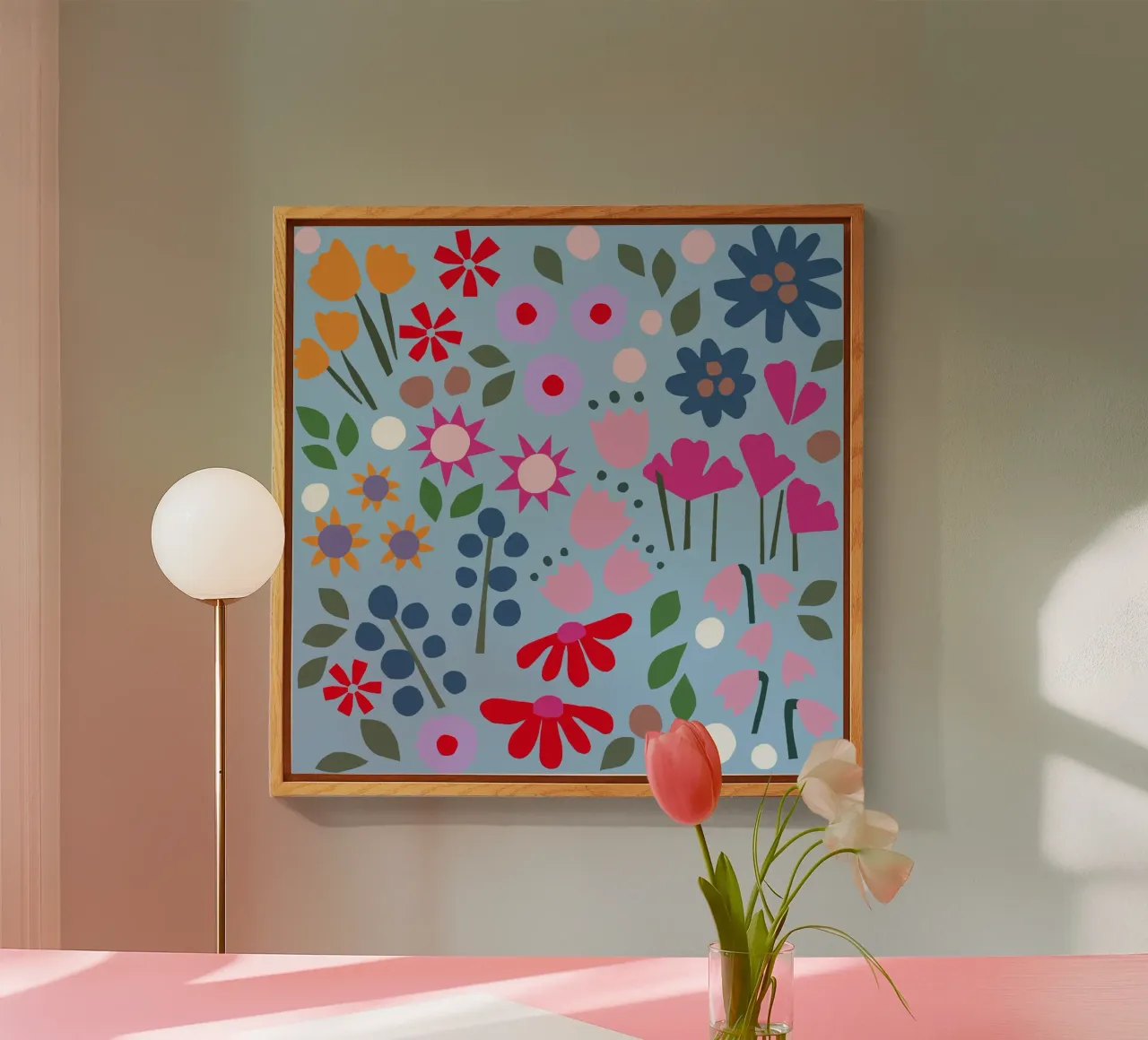 Millefleur Muster hellblau plexiglass da Iris Knabenschuh Design