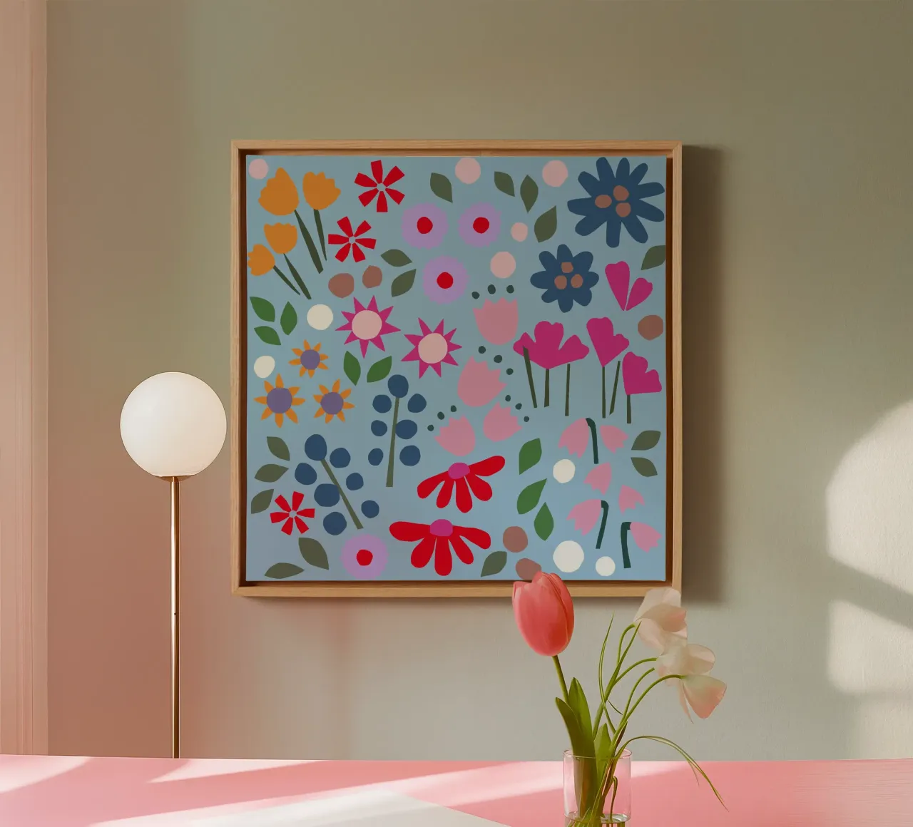 Millefleur Muster hellblau tela da Iris Knabenschuh Design